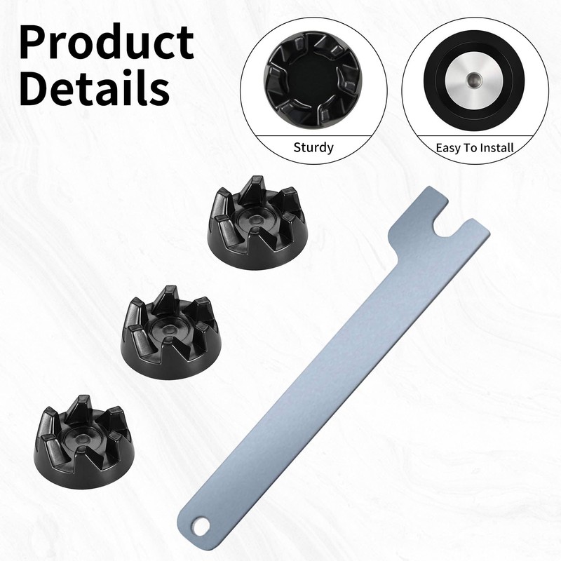 Blender Coupler,Replacement Blender Rubber Coupler Gear Clutch with Spanner,Blender Rubber