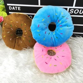 WsjiaboFux Blue Donut Dog Chew Toy Soft Plush Donut Sound Toy Cute Pet Bite Squeaker Sound Puppy Dog Plush Chewing Toy Pet Supply for Puppy，Toys，Dog Squeak Toys