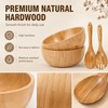 2 Sets Wood Salad Bowl with Spoons Forks, Large Natural