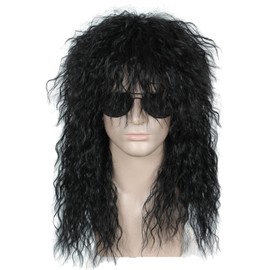 Linfairy Heavy Metal Rocker Black Adult Wig Heavy Metal Rocker Black Adult Wig Size