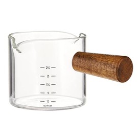 Santa Barbara Design Studio Coffee Bar Gifts Glass Espresso Measuring Cup, 75 ml, Clear Glass/Wood