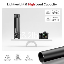 TONYBOO 61.5" Camera Tripod, Aluminum Tripod Monopod with Arca Swiss Ball Head, Heavy Duty Lightweight Reversible Travel Tripod for DSLR Mirrorless Camcorders Phone, Max Load 22 lbs