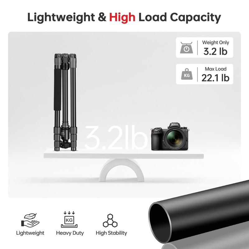 TONYBOO 61.5" Camera Tripod, Aluminum Tripod Monopod with Arca Swiss
