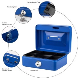 Goehiaul Mini Cash Box with Lock and Slot Small Cash Box with Money Tray Metal Piggy B