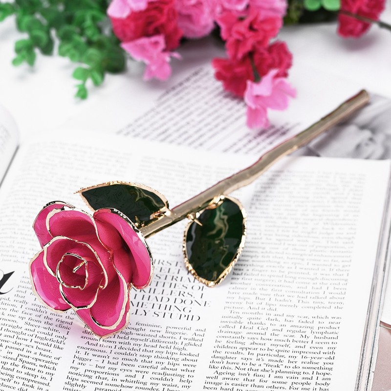 Beautiful Elegant Everlasting Gold Plated Rose Flower Valentine's Gift Red