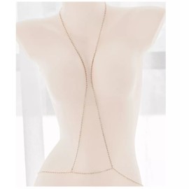 LionGothic Body Chain Rose Gold Plated with Clear Rhinestones Chest to Waist Harness