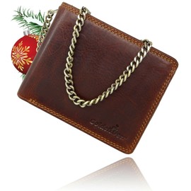 Leather Wallet for Men with RFID Protection with Coin Compartment and Embossing Genuine Leather Wallet (Brown Portrait Format, Motorcycle, Harley Davidson), brown, Classic