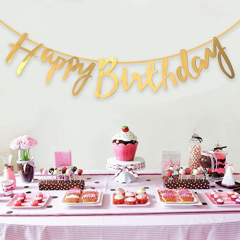 TOYVENTURES Happy Birthday Banner - Gold