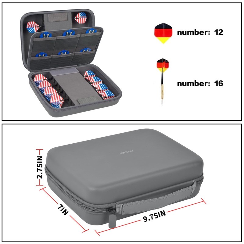 GWCASE Dart Case for 16 Steel and Soft Tip Darts,