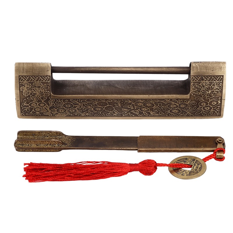 Chinese Antique Lock Retro Spacing 9cm/3.5in Classic Pattern Brass Horizontal