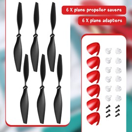 Riakrum 6 Sets Spare Rc Plane Propellers Airplane Carbon Fiber Nose Cone Compatible with Tr-p51 Rc Plane 4 Channel Remote Control Airplane with Propeller Savers and Adapter
