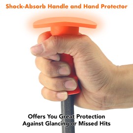 Masonry Chisel With Hand Guard and Work Gloves, 10 Inch Heavy Duty Flat End Rock Concrete Mortar Stone Chisel for Demolishing Carving Splitting Breaking Hounding