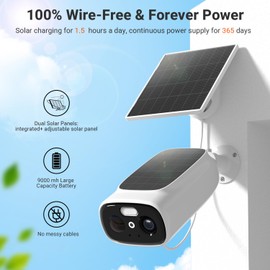 Rraycom Solar Security Cameras Wireless Outdoor, 2.4/5Ghz WiFi Cameras for Home Security, Home Security Camera System,2.5K Color Night Vision, Waterproof,2-Way Audio, Cloud/SD, Work w/Alexa,4 Cam-Kit