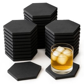 Coolsheepsia 72 Pack Slate Drink Coasters Set, Black Slate Stone Coaster Bulk Laser Engraving Blank Handmade Decor for Home Kitchen Coffee Bar Protect Table(Hexagon)