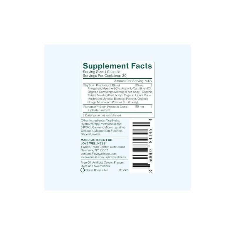 Love Wellness Suplemento Nootropics Brain Support, Big Brain Probiotics Función