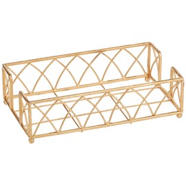 Boston International Arch Design Guest Towel Napkin Holder Caddy, Gold Leaf