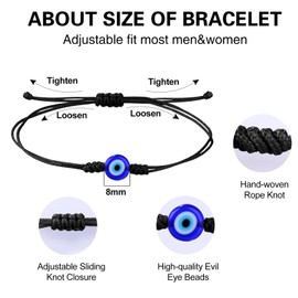 JUVJEW Evil Eye Anklet Bracelets for Women Red String Rope Knot Strand Bracelet mal de ojo Protection Jewelry (blue evil eye black string)