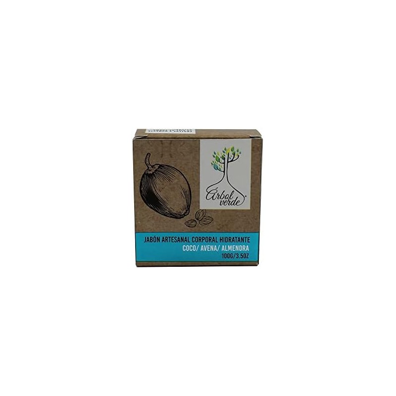 Árbol Verde Jabón Artesanal Corporal Hidratante, Coco Avena y Almendra,