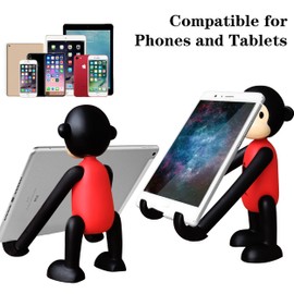 Fovasen Adjustable Cute Phone Stand for Desk, Portable Funny Phone Holder Novelty Monkey Phone Holder Stand for Table - Red