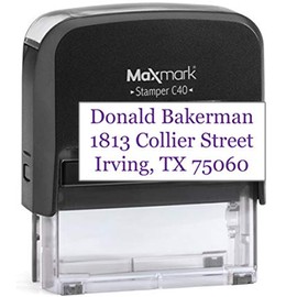 MaxMark Customized Self Inking Stamp - Up to 5 Lines of Text - Large Size - Choose from 15 Ink Colors
