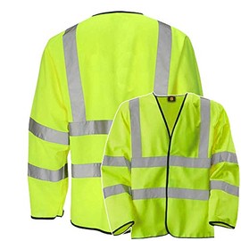 Yellow Long Sleeve Vest Hi Vis Viz Reflective Safety Vest Waistcoat, Conforms to EN20471 Class 3, High Visibility, By Brook Hi Vis, XXXLarge