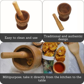 IMUSA USA Small Wood Mortar & Pestle