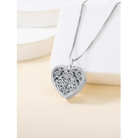 WINNICACA Urn Necklace for Ashes Rose Cremation Jewelry for Ashes Sterling Silver Rose Urn Pendants for Women Flower Memorial Gifts of Lost Love One