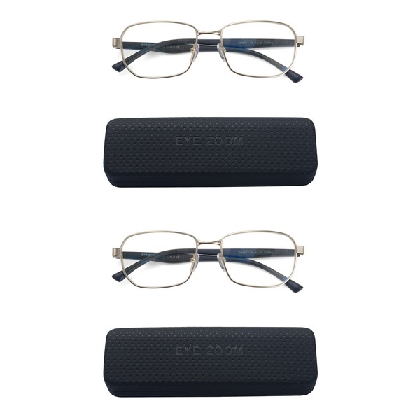 EYE ZOOM 2 Pack Hipster Style Metal Frame Blue Light