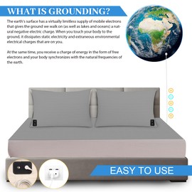 HUNAIGEE Grounding Bed Sheet 99 x 203 cm Conductive Grounding Mat for Better Sleep Grounding Sheet Grey