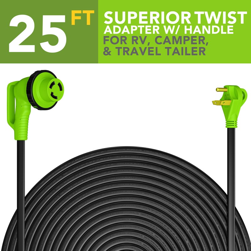 Leisure Cords 90 Degree Flat Cable 25FT Power Extension Cord