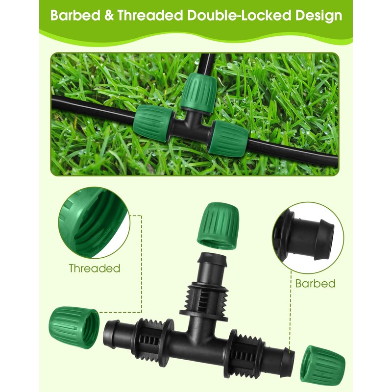 18 Pcs Drip Irrigation Fittings Kit, MSDADA Drip Irrigation System