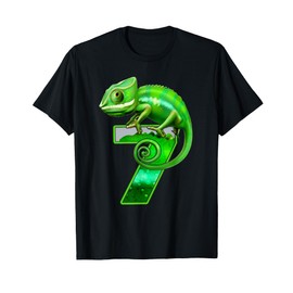 Kids 7 Years Old Lizard 7th Birthday Party Chameleon T-Shirt