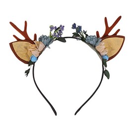 Minkissy Christmas Antlers Headband Reindeer with Ears Headband Flower Hair Band for Christmas Party Women Girls (Various Patterns) Pattern 1