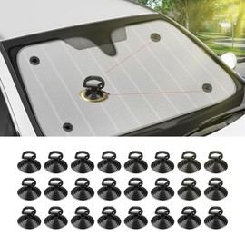 24PCS Car Glass Windshield Sunshade Suction Cups, Car Window Shades Suction Cups, Pull Ring Sun Visor Suction Cups, Universal Car Accessories Suction Cup Hooks for Car Windows Kitchen Bathroom
