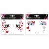 2 Sheets Heart Face Jewels Red Pink Love Heart Stick