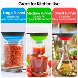 Kalave Canning Funnel with Strainer, Food Grade Silicone Collapsible Kitchen Funnel, Wide Mouth for Canning, Filling Bottles & Mason Jars, 4 Pack