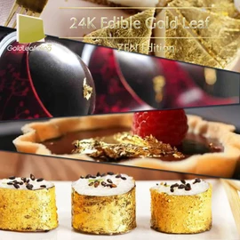 24K 99.99% Pure Gold Edible Gold Leaf Sheet GoldleafKing Zen Edition 10, 30, 50 Sheets Pack x 1.6 inches | 4x4cm The Perfect Medium size (Zen Edition - 10 Sheet)