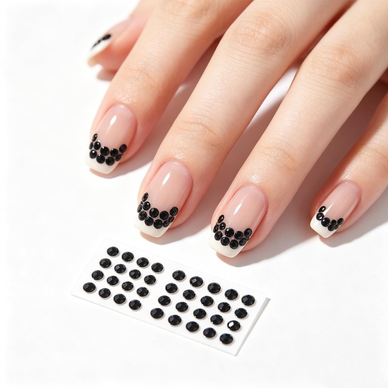1792pcs Self Adhesive Face Gems Rhinestones Stickers Silver Black Hair