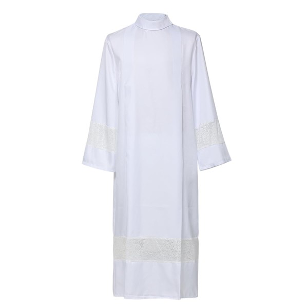 COSDREAMER Catholic Priest Alb Pleated Cross Pulpit Liturgical Cotta Vestment