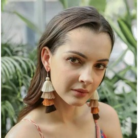 Boho Long Layered Tassle Boho Earrings - Earth Tones