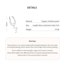 Gold Pearl Necklaces Set for Women Layered Y Shaped Drop Choker Necklaces Tassel Temperament high sense fashion collars chain (Silver)