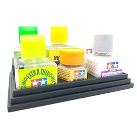 Jeff Did It! 20ml Hex & 40ml Square Bottle Glue Cement Stepped Holder Holds 1 Hex Bottle & 5 40ml Square Bottles Compatible with Tamiya Cement 40ml Square Bottles 87038 & 20ml Hex (Black)