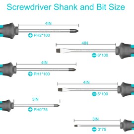 Tcwous Magnetic Screwdriver Set, 6-Piece Screw Driver Kit with 3 Phillips and 3 Flat, Professional Non-Slip Cushion Grip Nut Driver Repair Tool Set. Stocking Stuffers for Men Gifts