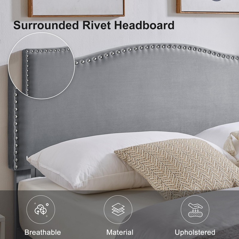 VECELO Twin Bed Frame Platform Bed Frame with Upholstered Headboard,