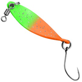 FTM Spoons for Trout Fishing Spoon Wob 3.2 g 4 cm, Colour: Neon Orange/Neon Green Glitter/Neon Green Grid