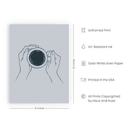 HAUS AND HUES Line Drawing Wall Art Coffee Artwork Minimalist Art Aesthetic Art Drawing Line Art Line Art Wall Decor Single Line Drawing Coffee Wall Art Artwork Line | UNFRAMED 12” x 16"