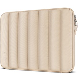 DOMISO 15.6 inch Laptop Sleeve Bag Shockproof Protective Carrying Case Water-Resistant Vertical Stripe Pattern Handbag with Handle Compatible with HP/Dell,Beige