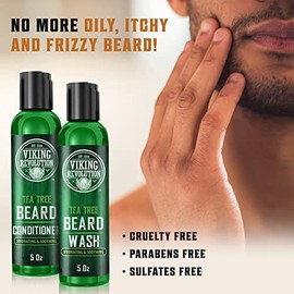 Viking Revolution Juego Lavado Acondicionador Barba Árbol Hombres Suavizante Natural Aceite Argán Vitamina Ginseng