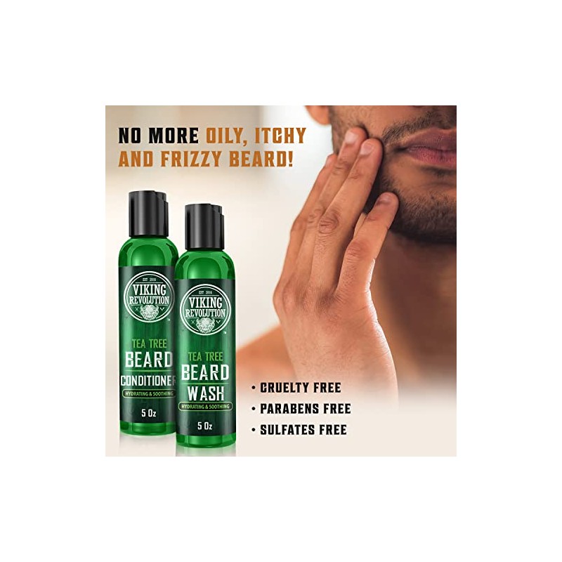 Viking Revolution Juego Lavado Acondicionador Barba Árbol Hombres Suavizante Natural