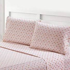 Amrapur Overseas | Luxuriously Soft 3-Piece 100% Microfiber Rose Printed Bed Sheet Set (Blush, Twin)